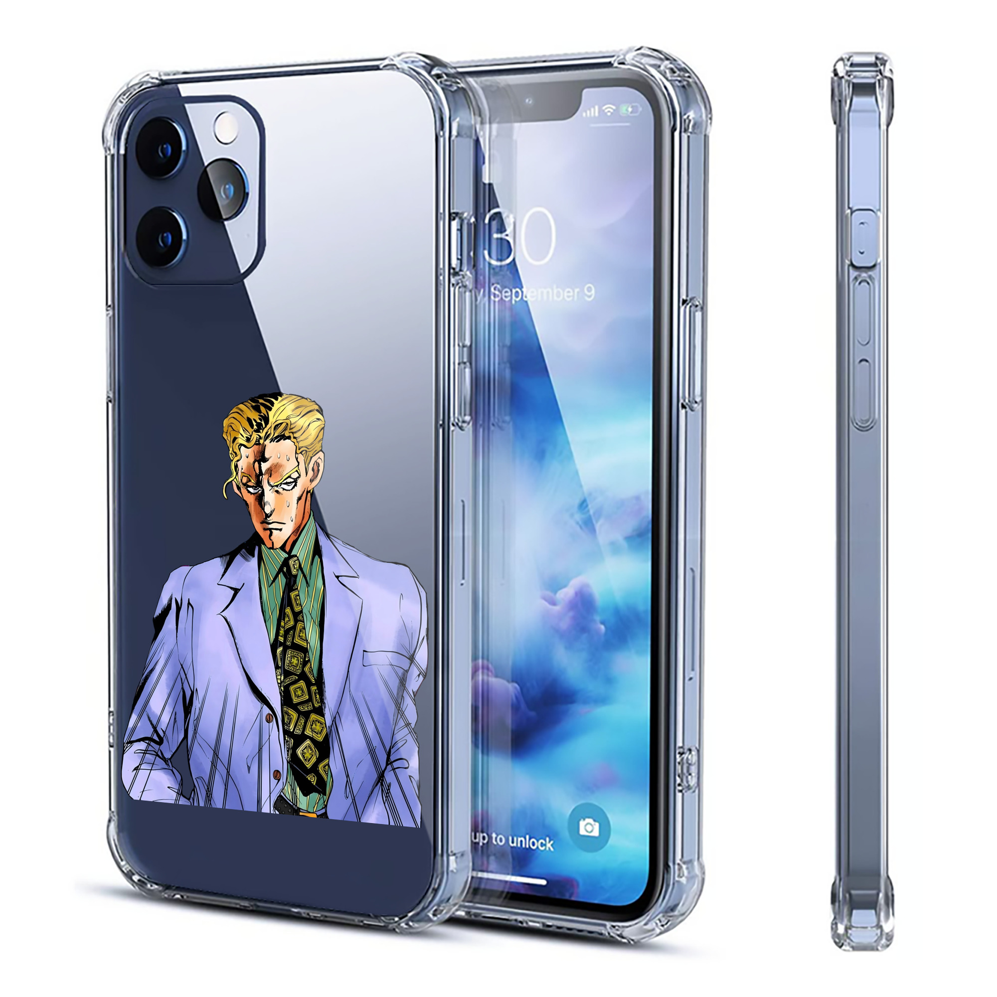 （画像用） ジョジョの奇妙な冒険 きら よしかげ JoJo's Bizarre Adventure Kira Yoshikage 【iPhone 12シリーズ対応】透明スマホケース（クリアソフトケース）